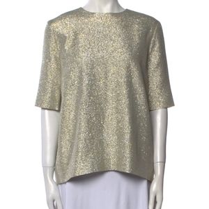 Lanvin Silk Blouse Top Sparkley Gold NWOT